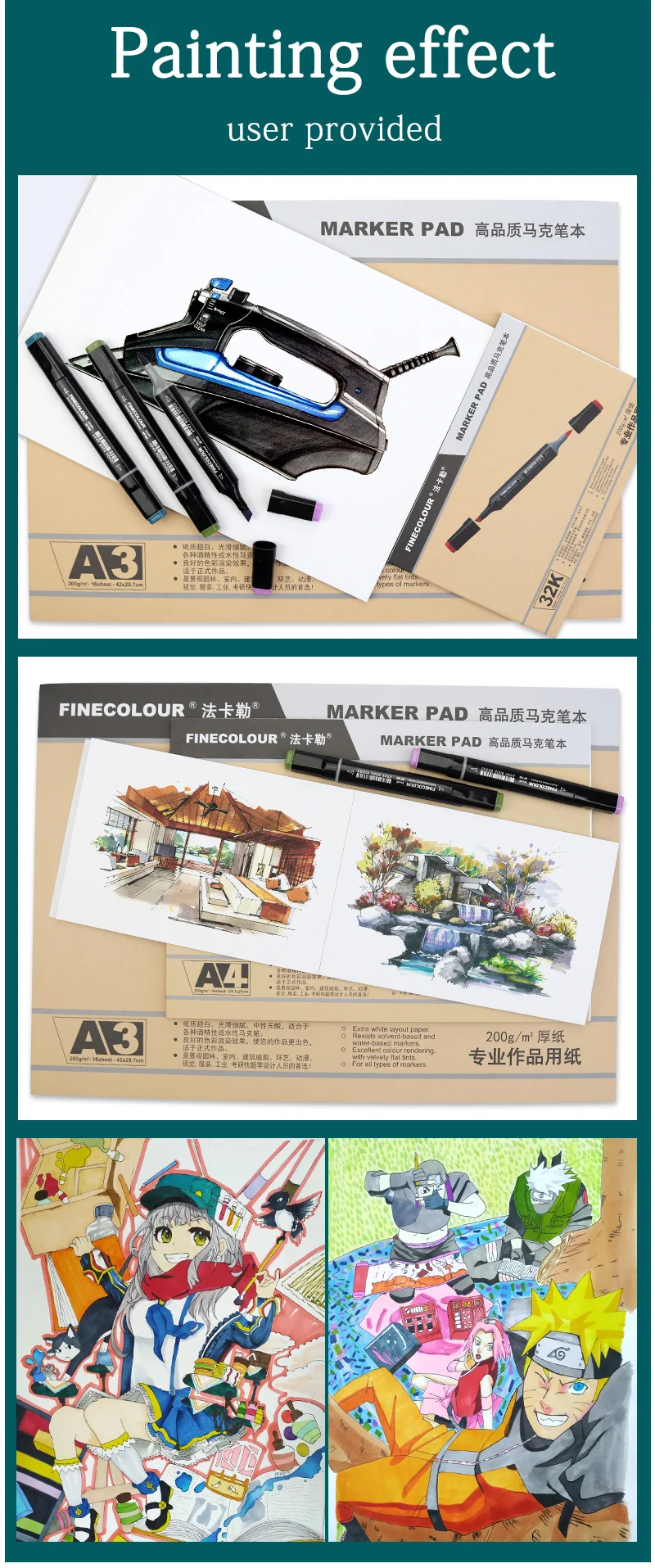 FINECOLOUR блок для заметок 32 K/A3/A4 Sketchbook маркер книга 16/25 листов Профессиональный/Junior Art Рисование ноутбука notieboek
