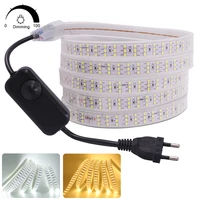 high brightness 276ledsm led strip lamp with dimmer 220v smd 2835 three row waterproof flexible led tape rope ribbon home decor