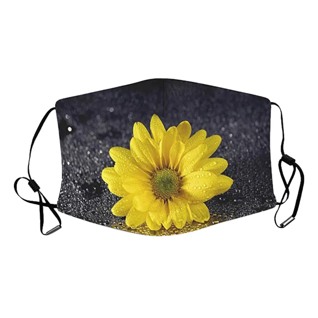 Sunflower Cotton Masks Reusable Washable Dust Face Women Men Adult Protective Breathable Filters Replaceable masque | Безопасность и