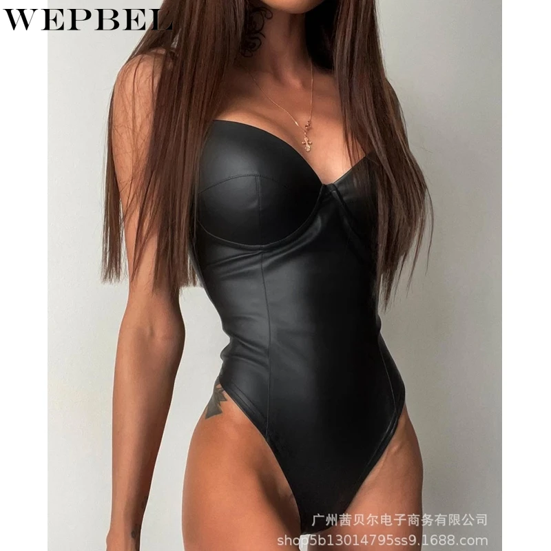 

Женские повседневные облегающие боди WEPBEL, однотонные комбинезоны с вышивкой, летние модные комбинезоны на бретелях-спагетти с V-образным вы...