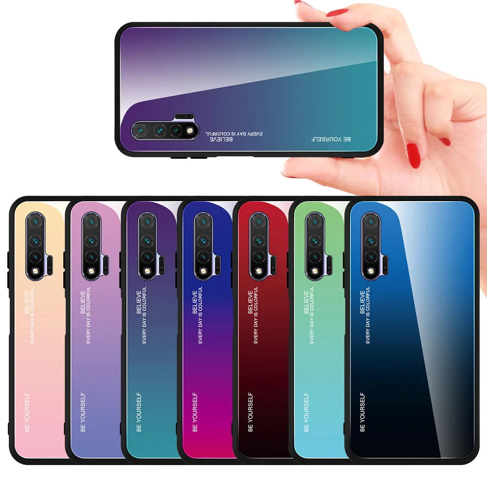 Чехол для телефона Huawei Nova 7 6 SE 5i 3 с градиентным стеклом P40 Pro P30 lite P20 Dazzle Color shell из