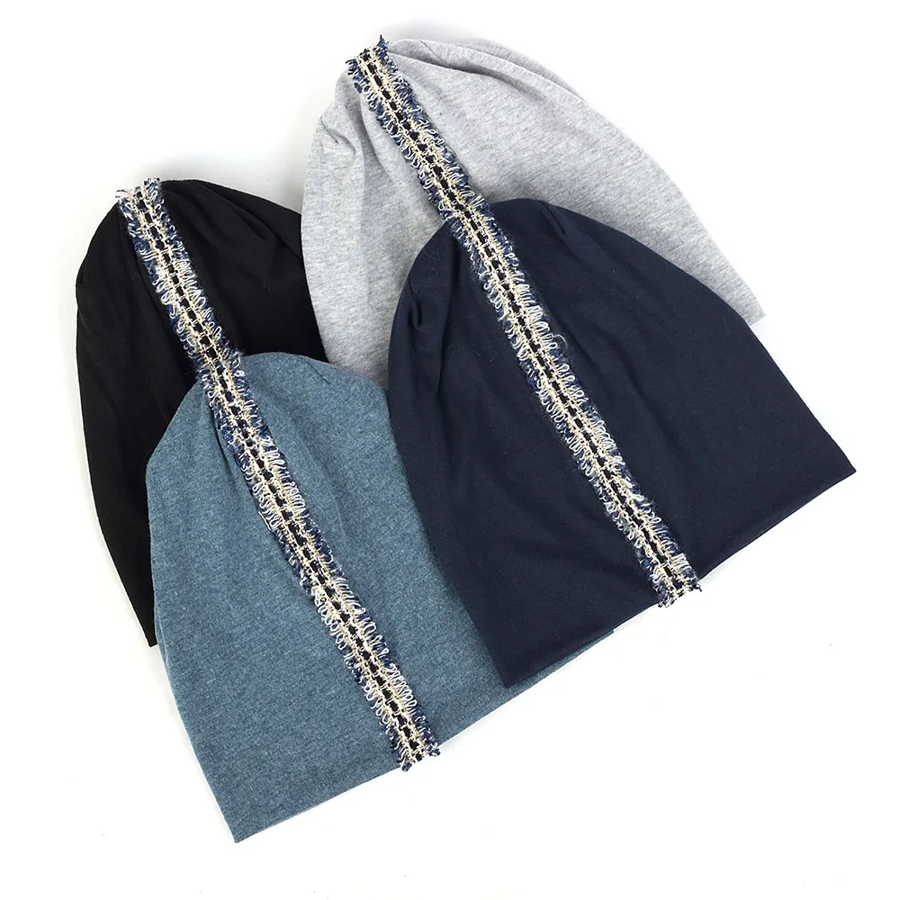 

Шарм, деревянная хлопковая Шапка-бини унисекс с напуском, мешковатая шапка с кисточками в полоску для мужчин и женщин, Повседневная теплая ш...