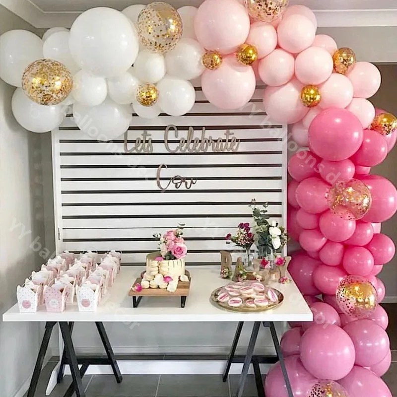 Пастельные воздушные шары-гирлянды арочный Комплект 160 шт./компл. розовый белый