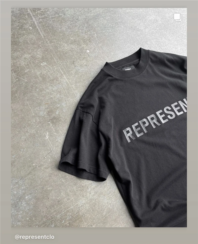 

Representative 21ss contrast letter printing T-shirt Men Women 1:1 High Quality High Street Represent Tee Inside Tag Label Tops