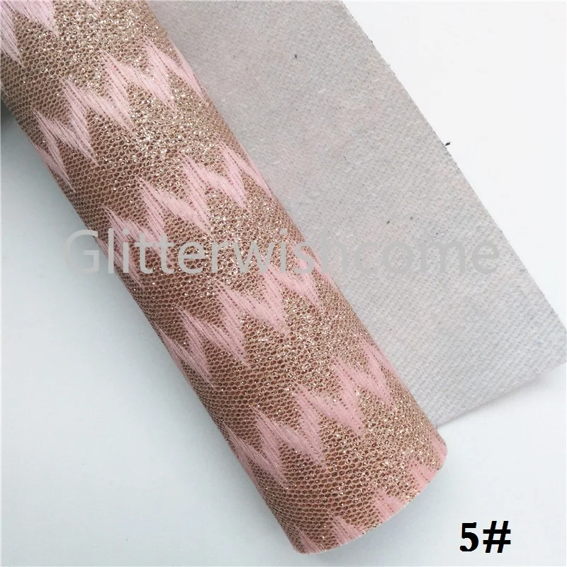 Glitterwishcome 21X29 см A4 Размер сетка блестящая кожа, стрелка волна блестящая ткань листы, кожа ткань винил для бантов, GM599A