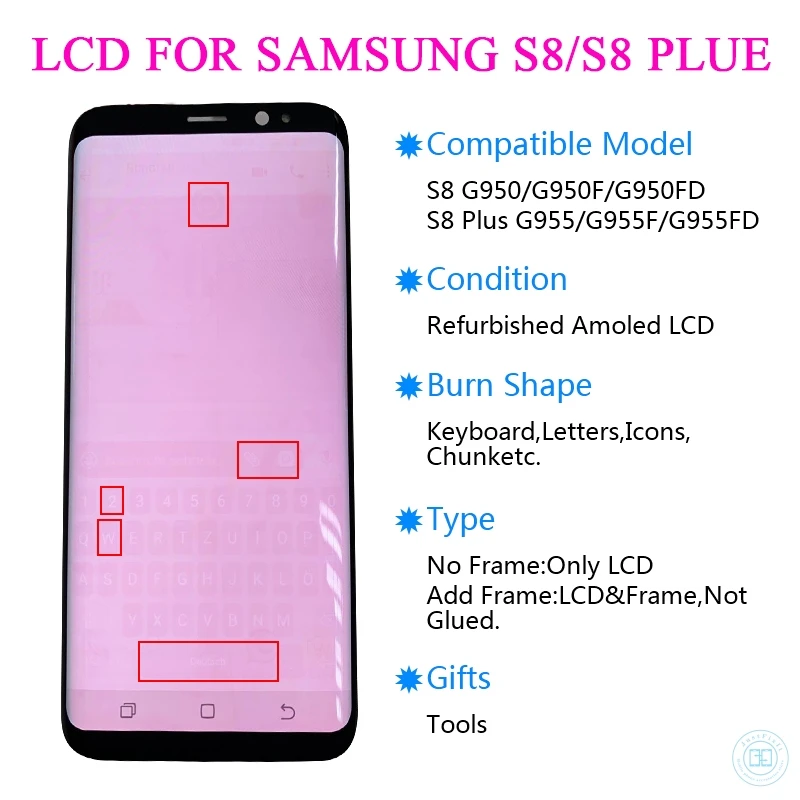 Для samsung Galaxy S8 + Plus горящий в тени супер Amoled ЖК дисплей сенсорный экран дигитайзер