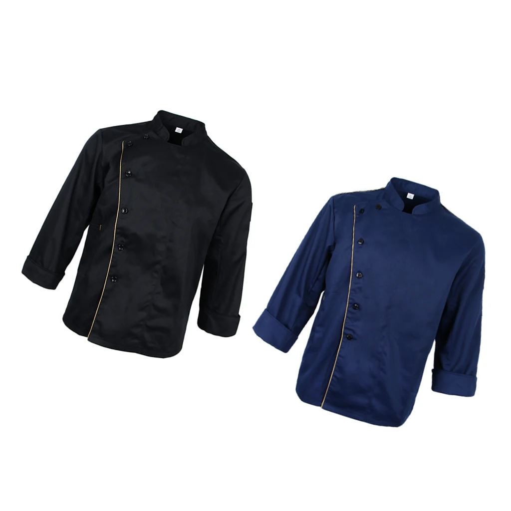 

2 Pcs. Long Sleeve Worker Jacket Baker Jacket Chef Jacket With Stand-up Collar Kitchen Uniform Catering Workwear