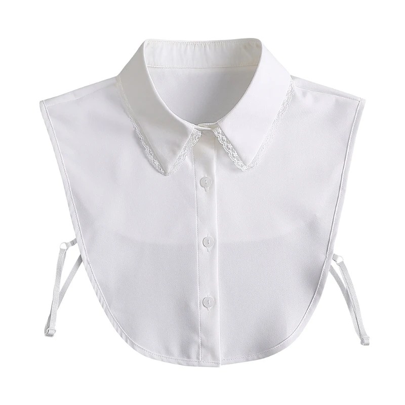 

Офисная Дамская Цветочная кружевная рубашка P8DB с воротником-фальшивым воротником со съемными белыми пуговицами и регулируемым ремешком