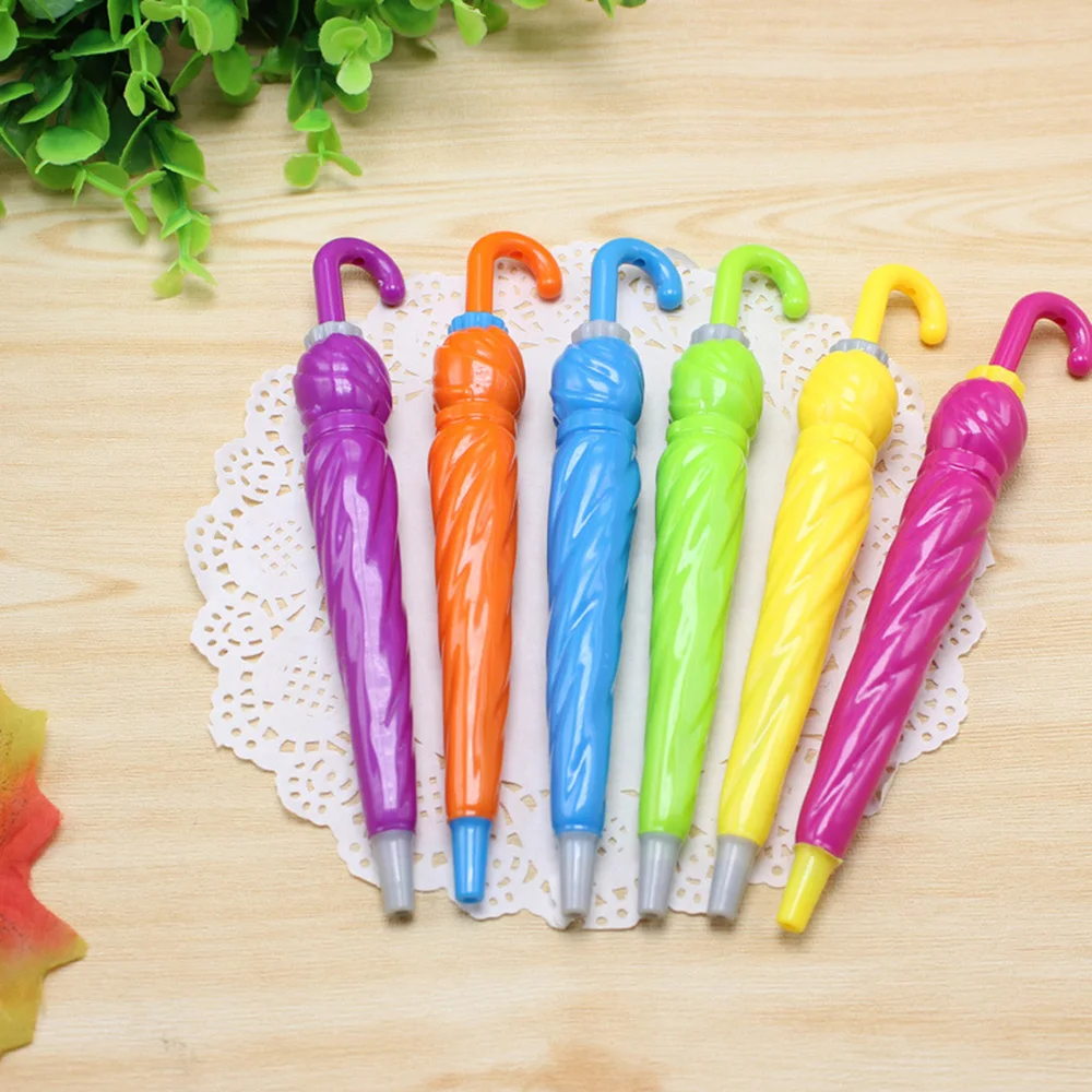 

6pcs Umbrella Shape Ball-point Pen Cartoon Creative Ballpoint Pens Stationery for Home School Office (Random Color)