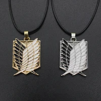 1 pc attack on freedom wings necklace freedom scout regiment legion reconnaissance badge pendant anime fashion wholesale 2021