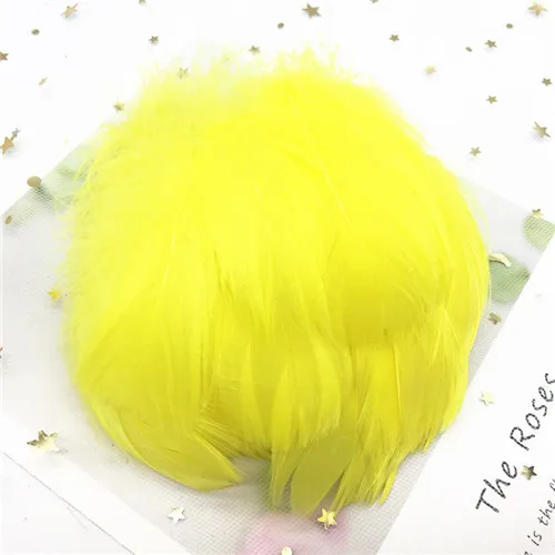 Yellow 100 шт 8-12 см Средний плавающий гусиное перо натуральный Красочный перо для свадебной вечеринки одежда украшения для самодельного изготовления перьев - Цвет: Yellow