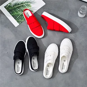 Женская парусиновая обувь, слипоны на липучке, однотонные, размер 35-40, 2021, для лета, обувь для школьников на каждый день