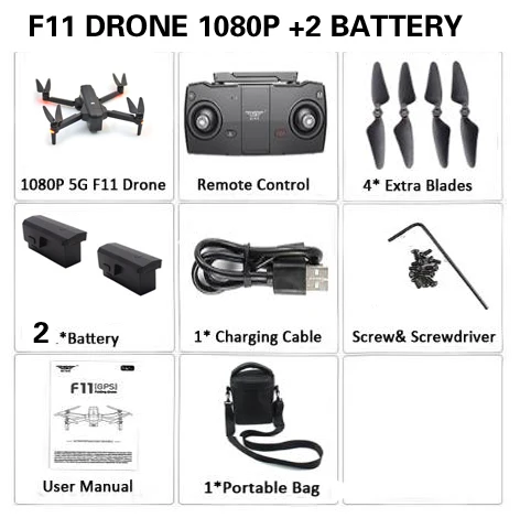 2battery 1080p bag2 SJRC F11 Дрон с GPS с Wi-Fi FPV 1080 P/2 K камера бесщеточный Квадрокоптер 25 минут время полета управление жестами складной Дрон Vs CG033 - Цвет: 2battery 1080p bag2