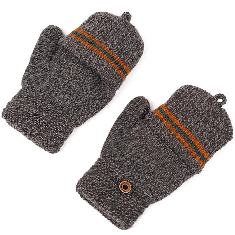 Перчатки-варежки Balleenshiny зимние теплые вязаные с откидным верхом - купить по