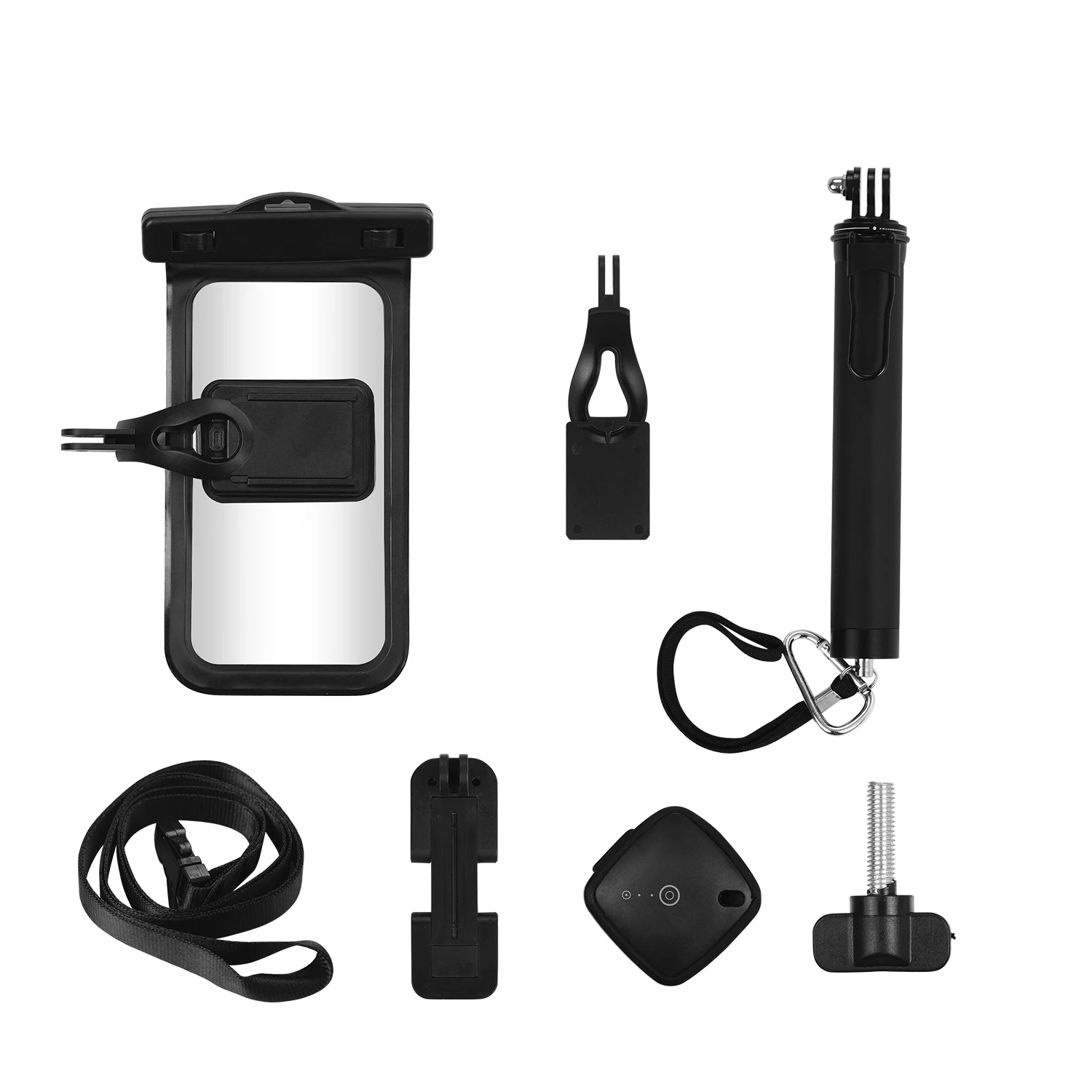 Waterproof Dry Bag Cell Phone Pouch Case &amp Extendable Selfie Stick with BT Remote Control Lanyard for Swimming Diving Travel |