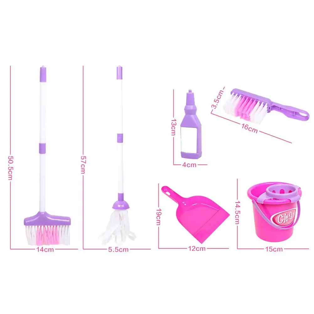 

6Pcs Kids Simulation Broom Mop Bucket Brush Cleaning Tool Pretend Play Toy Set