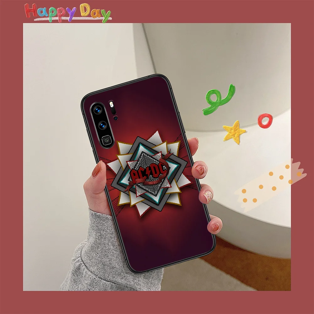 

AC Band DC Rock Phone Case For HUAWEI P 9 10 20 30 40 Lite smart Pro Z 2019 Nova 5T 6 7 i black Funda Luxury Prime Pretty