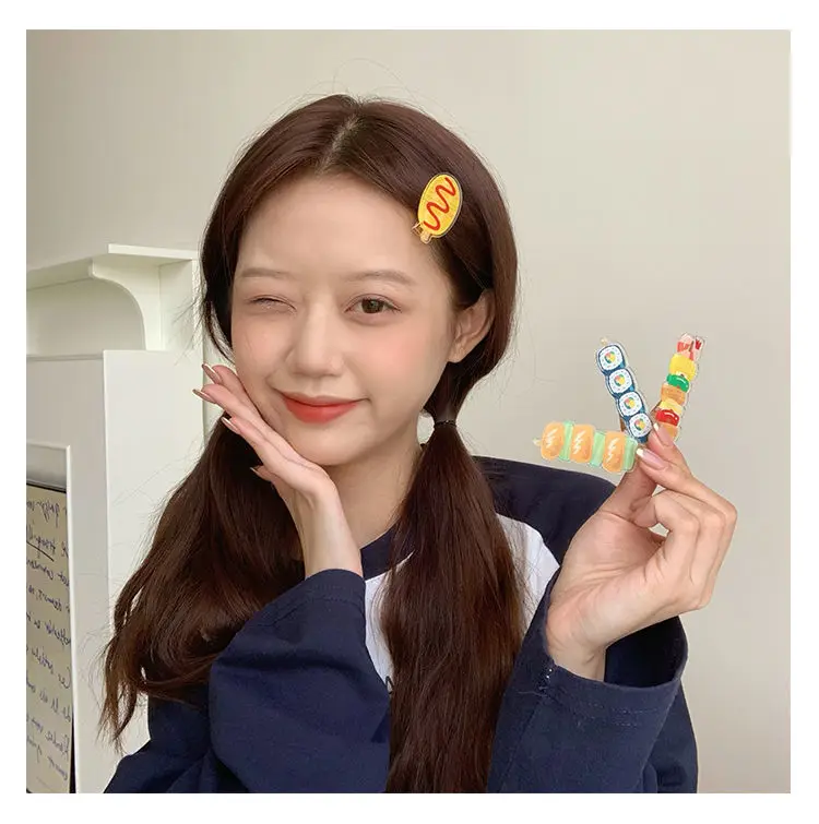 

Забавная заколка для волос для барбекю хот-догов креативная заколка для челки для девочек заколка для волос с изображением дикого утконоса ...