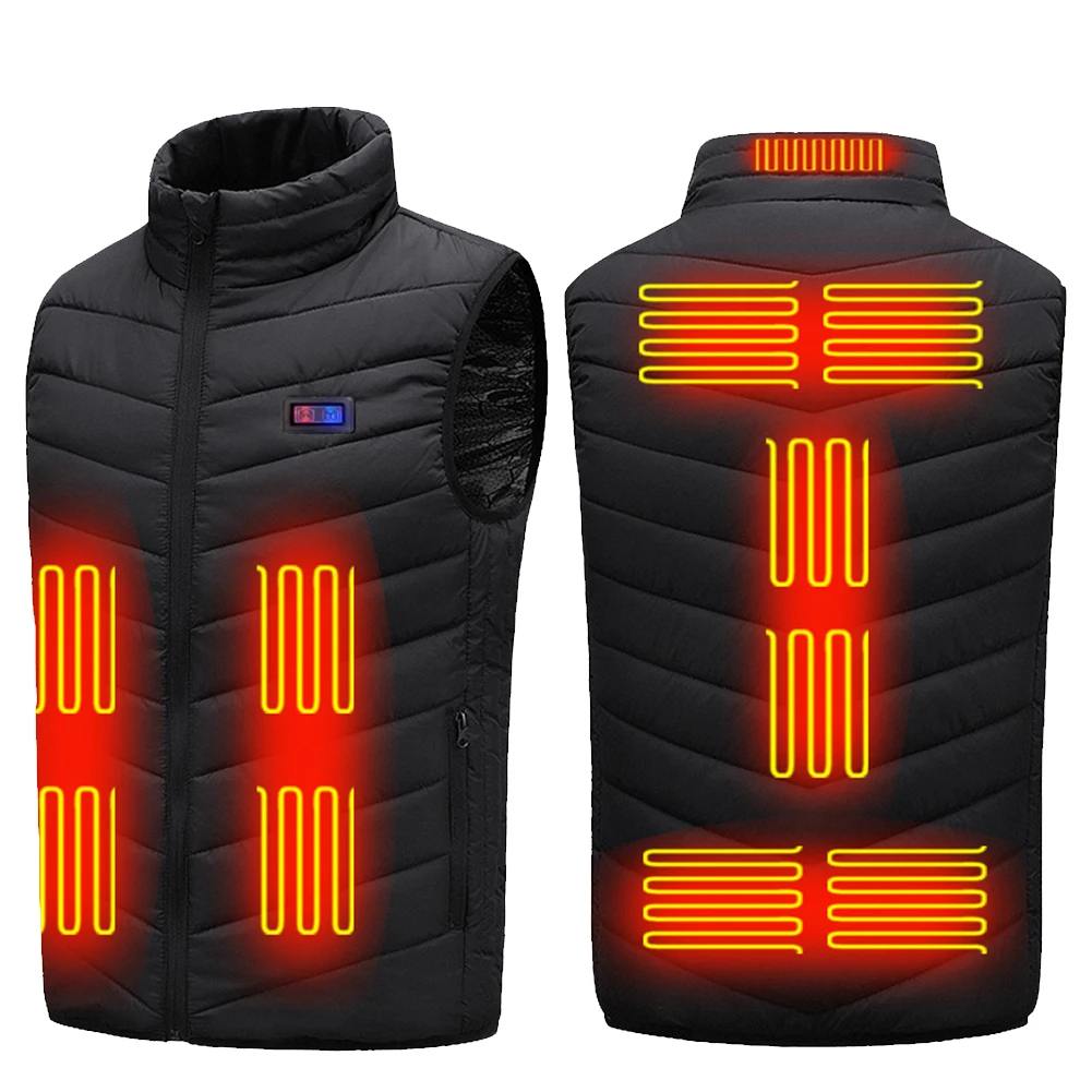 

11-Place Men Outdoor USB Infrared Heating Vest Jacket Men Winter Electric Heated Vest Waistcoat For Sports Hiking Oversized
