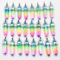 new fashion glass colorfull pillar point charm pendants for jewelry pendants making 24pcslot wholesale free shipping