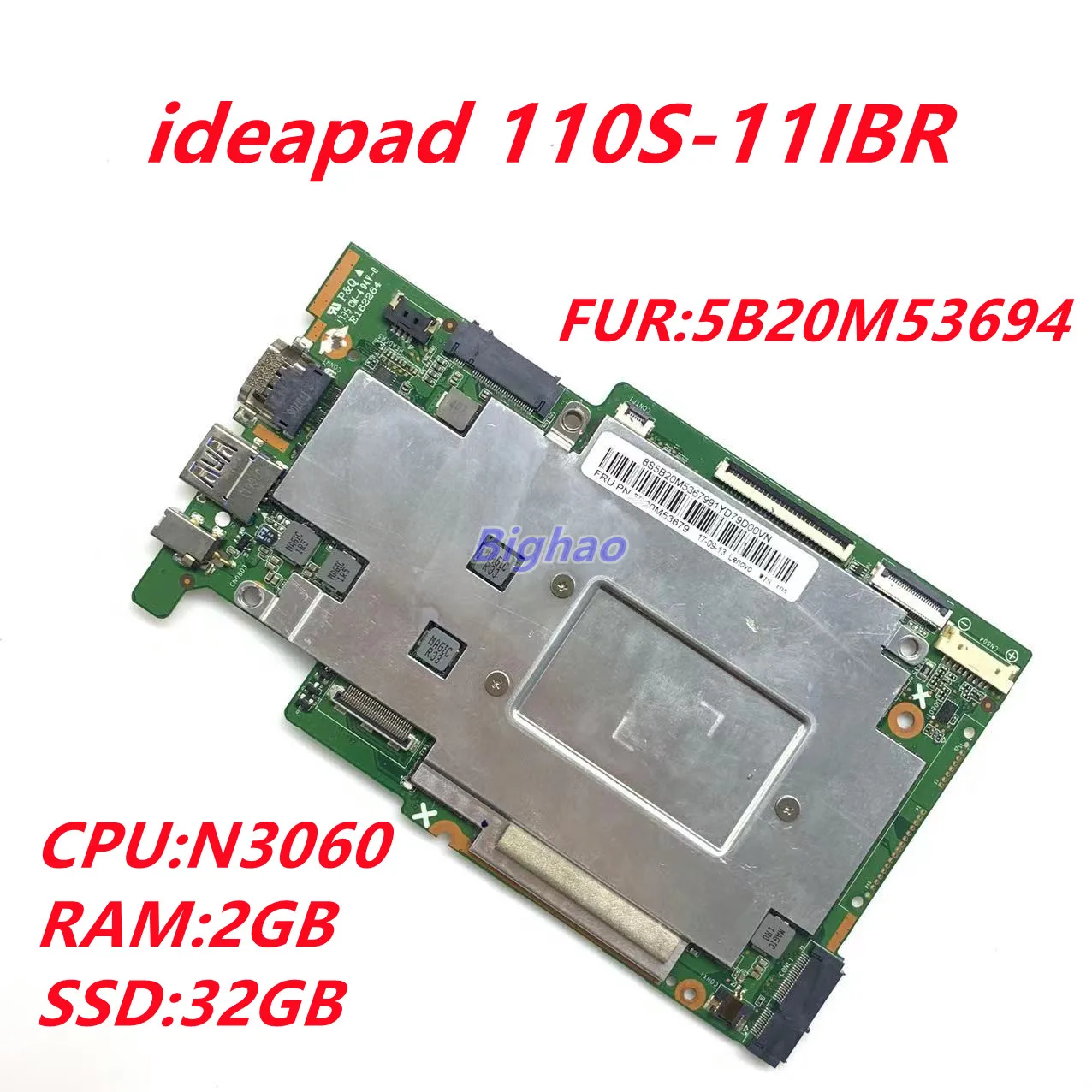

Материнская плата для ноутбука lenovo ideapad 110S-11IBR, материнская плата ne116bw2 _ 1,0 с pentium N3160, мех процессора: 5B20M53694 PN:431202919010