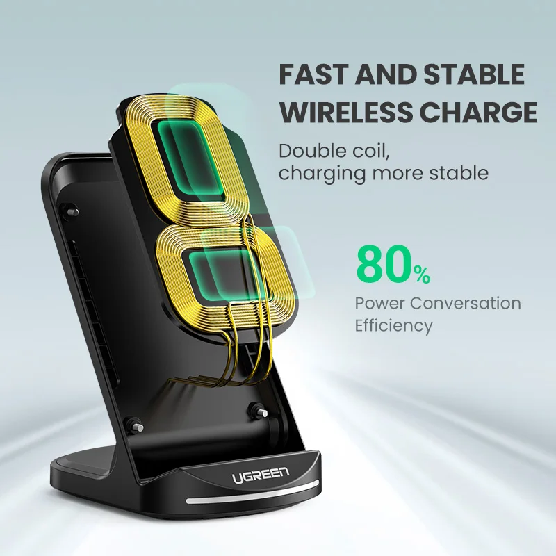 Ugreen Qi Беспроводное зарядное устройство подставка для iPhone 11 Pro X XS 8 XR samsung S9 S10 S8 S10E быстрая Беспроводная зарядная станция зарядное устройство для телефона