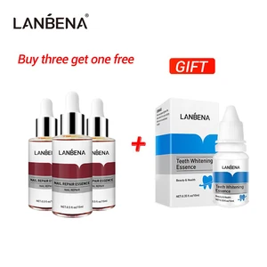 Эссенция LANBENA для восстановления ногтей, сыворотка, Лечение грибка ногтей, удаление онихомикоза, 3 шт. + отбеливающая эссенция для зубов