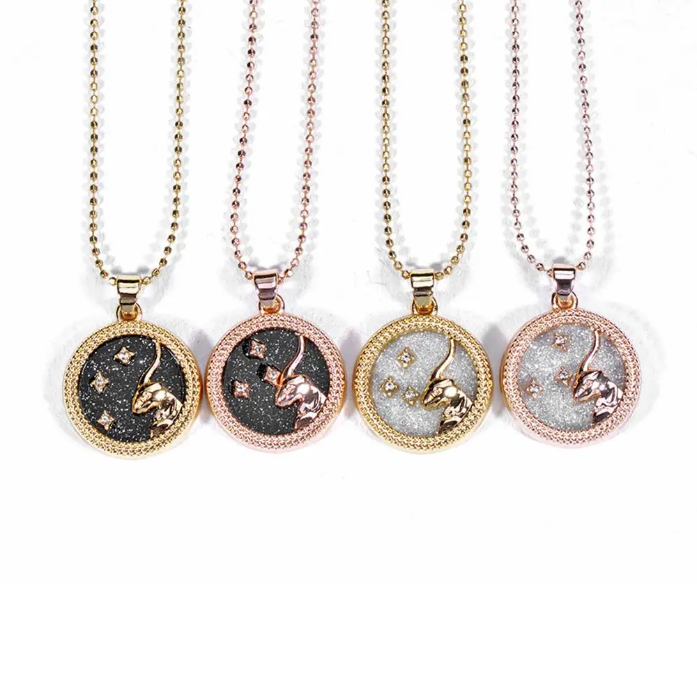 

2021 Fashion 12 Constellation Necklaces For Women Men Gold Chain Zodiac Sign Round Pendant Necklace Couple Jewelry Birthday Gift