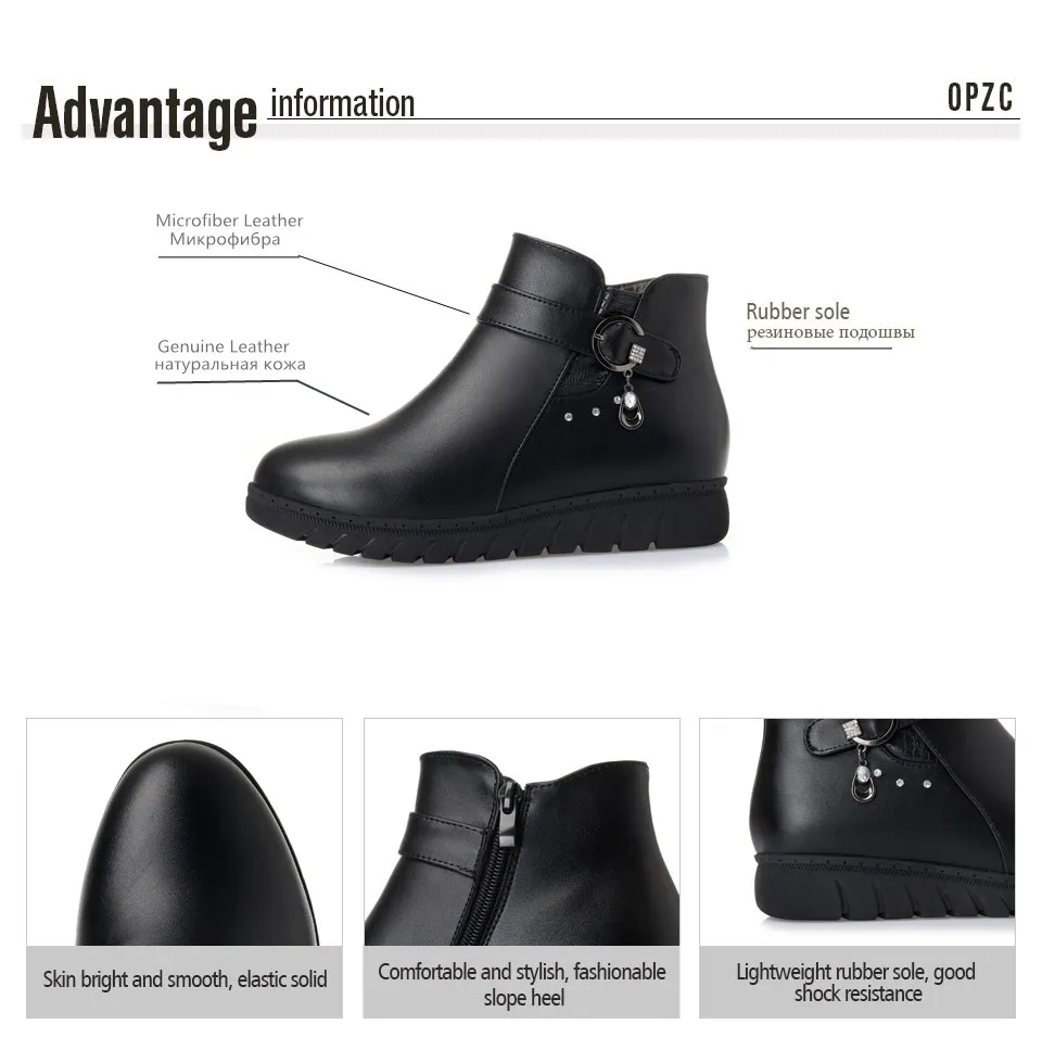 AIYUQI Black ankle boots Women's snow boots genuine leather women winter boots large size Australia wool boots