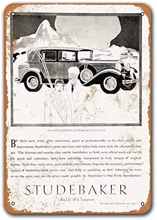 

Bar Poster Home Coffee Club Restaurant Wall Decor 1929 Studebaker Automobiles Pub Vintage Car Tin Man Cave Sgins 12x16 inches