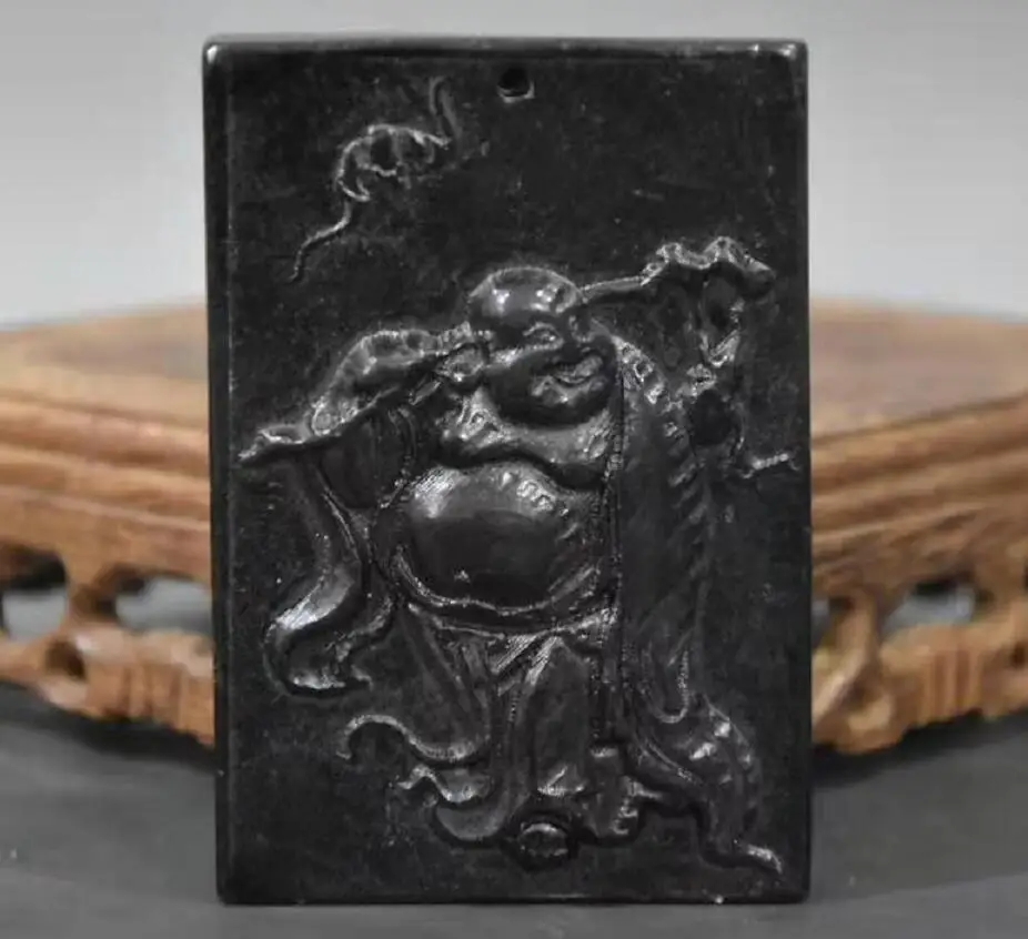 

Hongshan culture archaize black iron meteorite sculpture maitreya bi statue