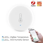 Датчик температуры и влажности Tuya ZigBee, комнатный гигрометр-термометр с Wi-Fi, поддержка Alexa Google Home Smart Life,
