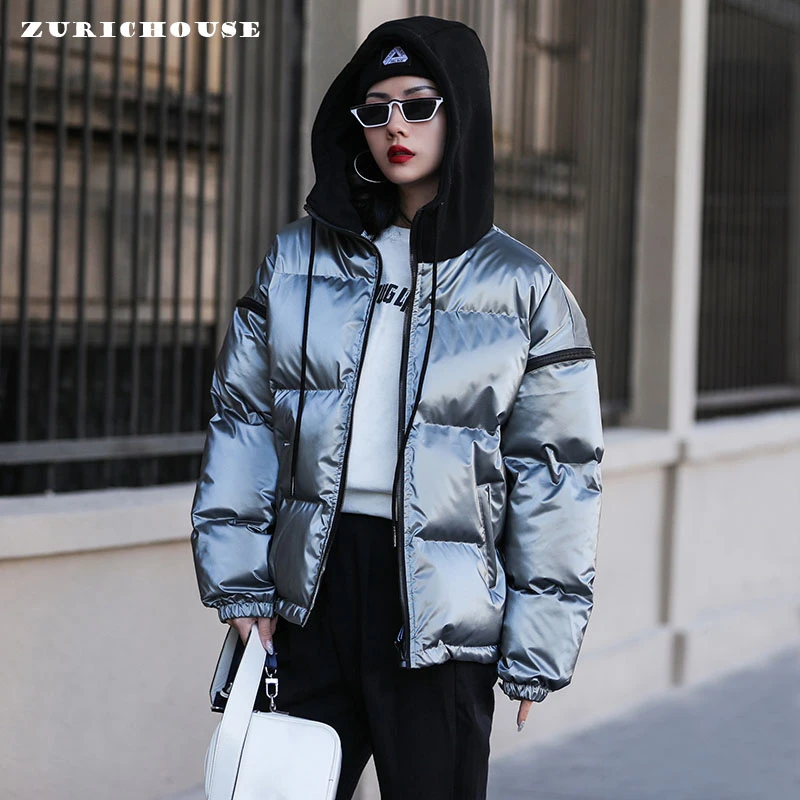 ZURICHOUSE Блестящий женский пуховик зимняя парка водонепроницаемая Толстая теплая
