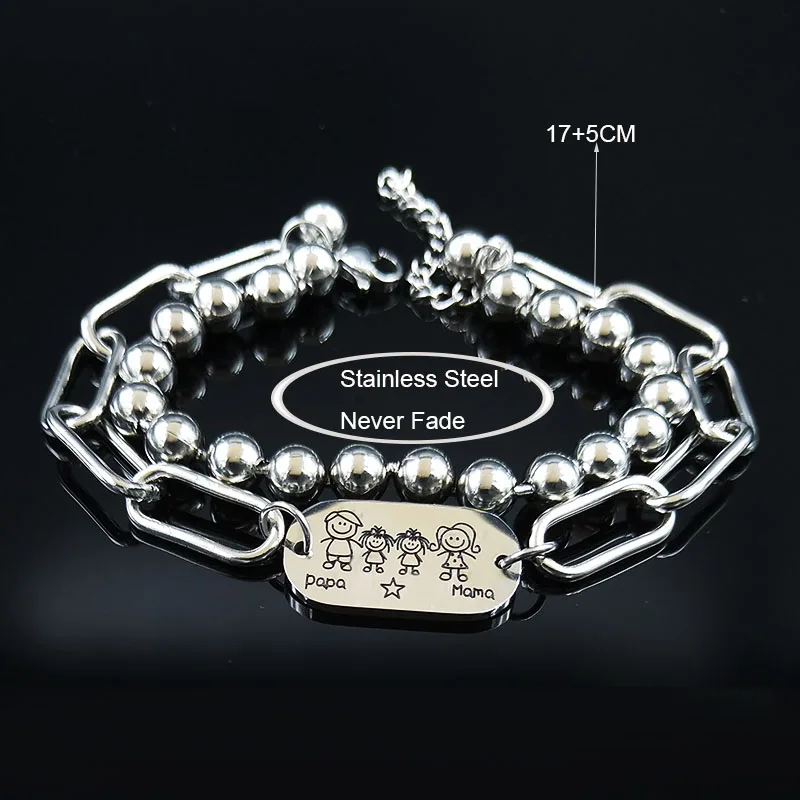 Браслеты женские двойные из нержавеющей стали серебристого цвета B1750S01 |