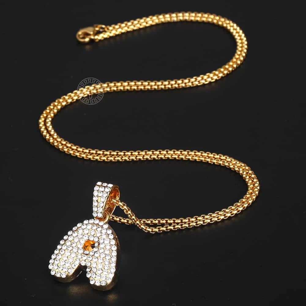 A-Z 26 Initials Pendant Necklace For Women Men Paved Rhinestone Letter Chain Gold Color Fashion Jewelry DGP398 | Украшения и