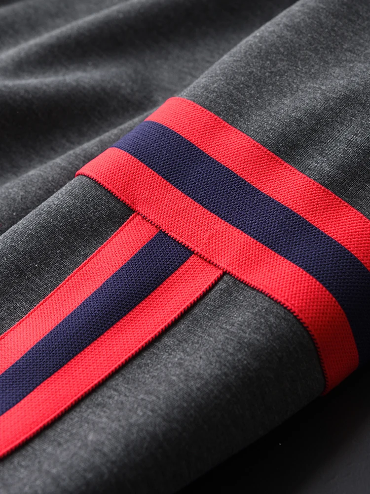 Толстовка Элитный бренд боковые ленты дизайн Double Deck крыглый ворот Мужская Кофты