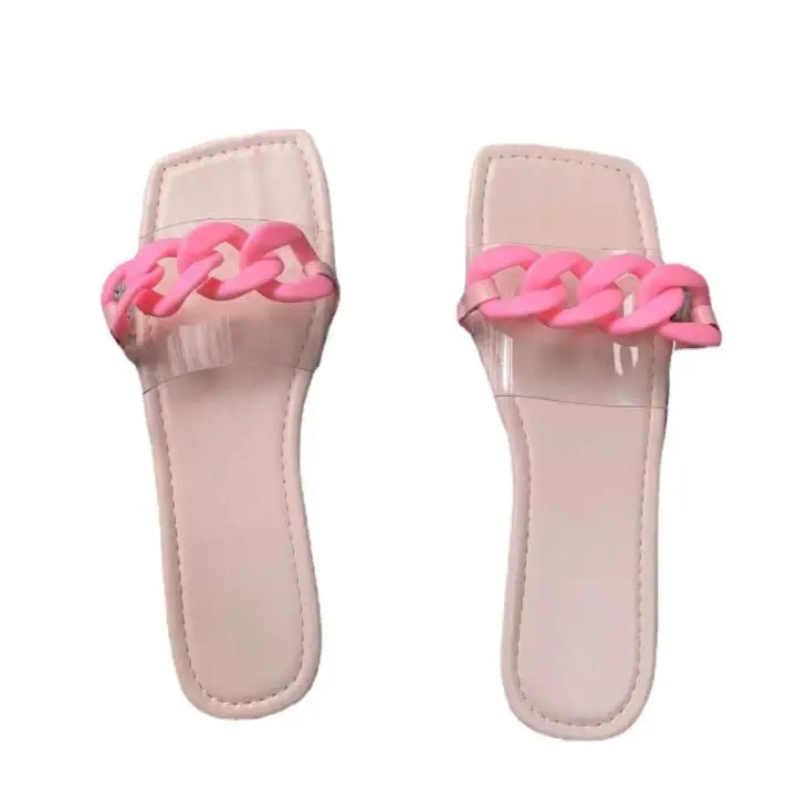 

2021 spring/summer new PVC sandals women flat non-slip buckle beach jelly shoes outdoor wild fashion ms slippers