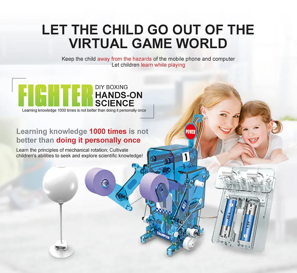 

Boxing Robot DIY STEM Physical Experiment Toy Science Education Toy, Creative Physics Experiment Learning Toys For Children