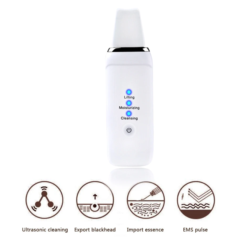 

3 Modes Face Cleaning Skin Scrubber Ultrasonic Face Lifting Blackhead Remover Beauty Skin Scrubber with Box Deep Facial Cleaner