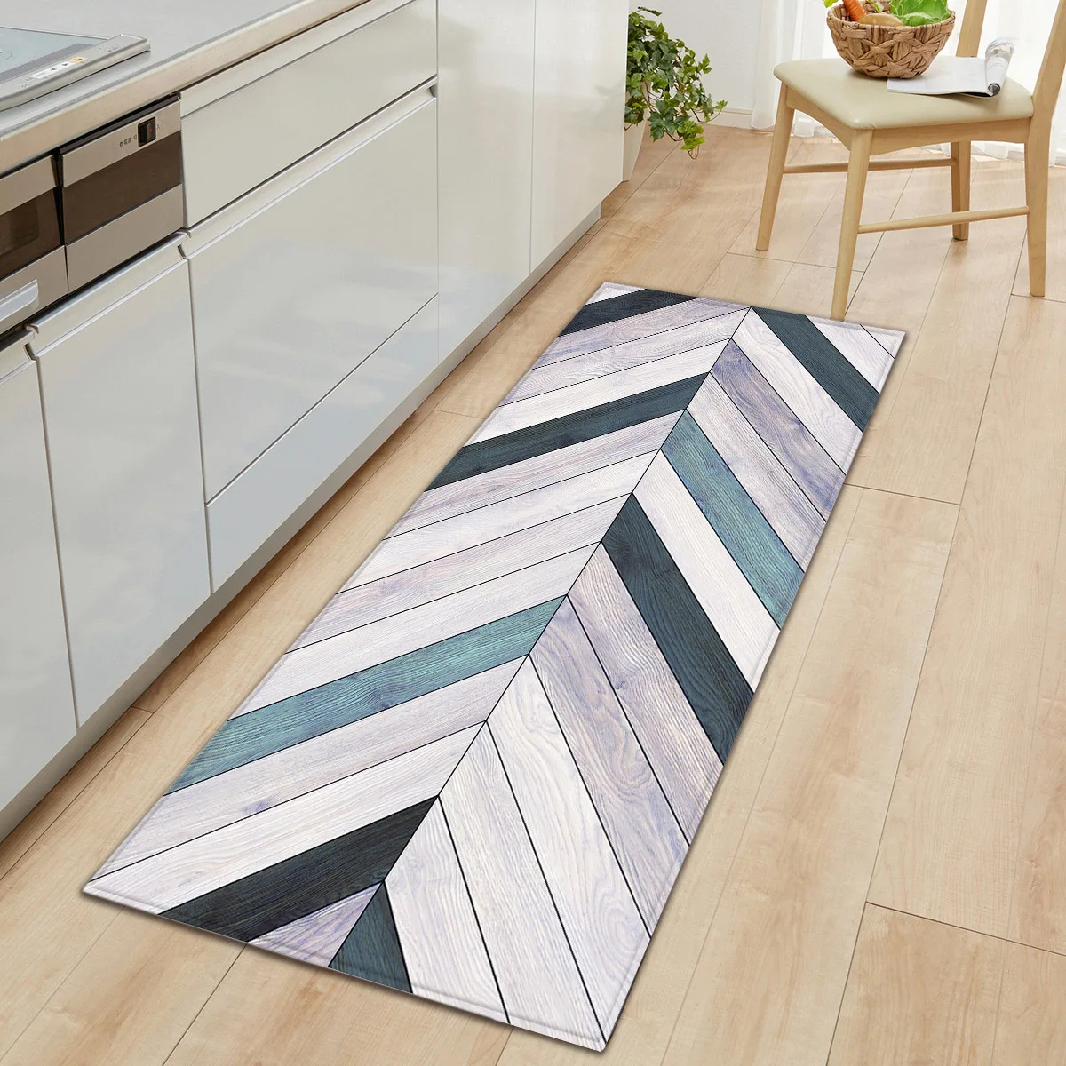 

Geometric Wood Grain Home Kitchen Carpet No-slip Door Mat Carpet Entrance Floor Mat Rugs for Living Rooms Kitchen Rug Carpet