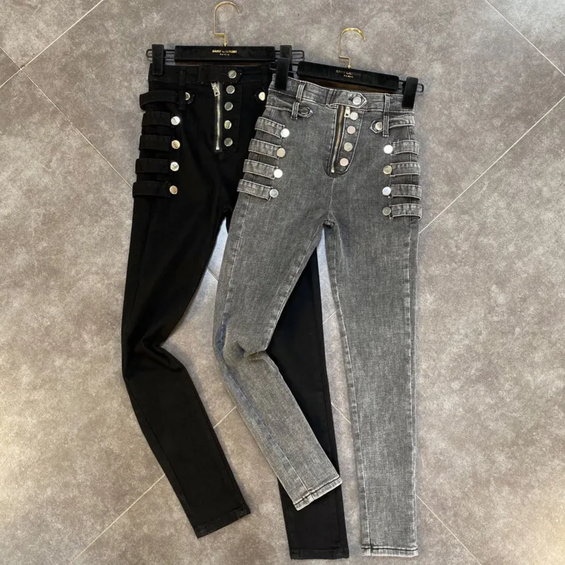 DEAT 2021 Осенние Новые поступления винтажные длинные джинсовые штаны с высокой