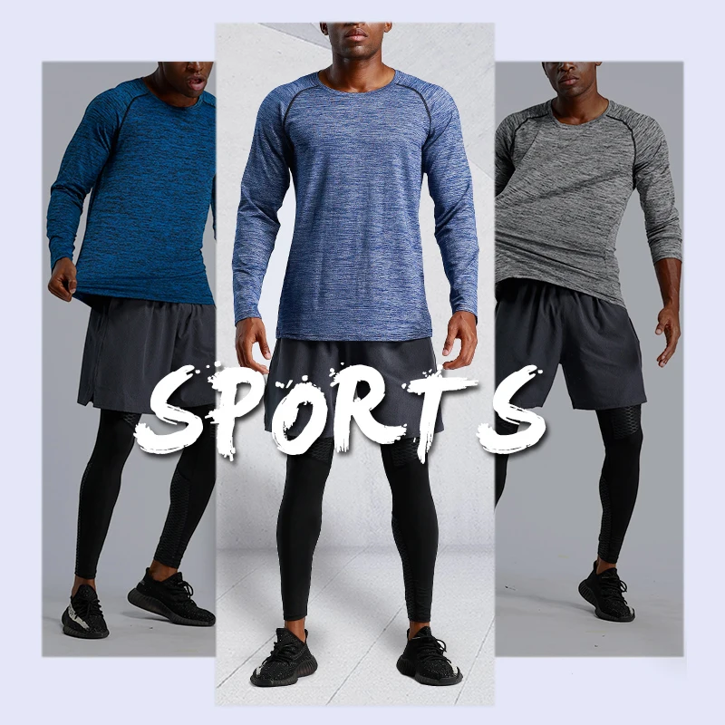 Gym T Shirt Mens Sport Quick Dry Fitness Running Men Sportswear Bastetball Athletic Soccer Clothing Tops Long Sleeves | Спорт и