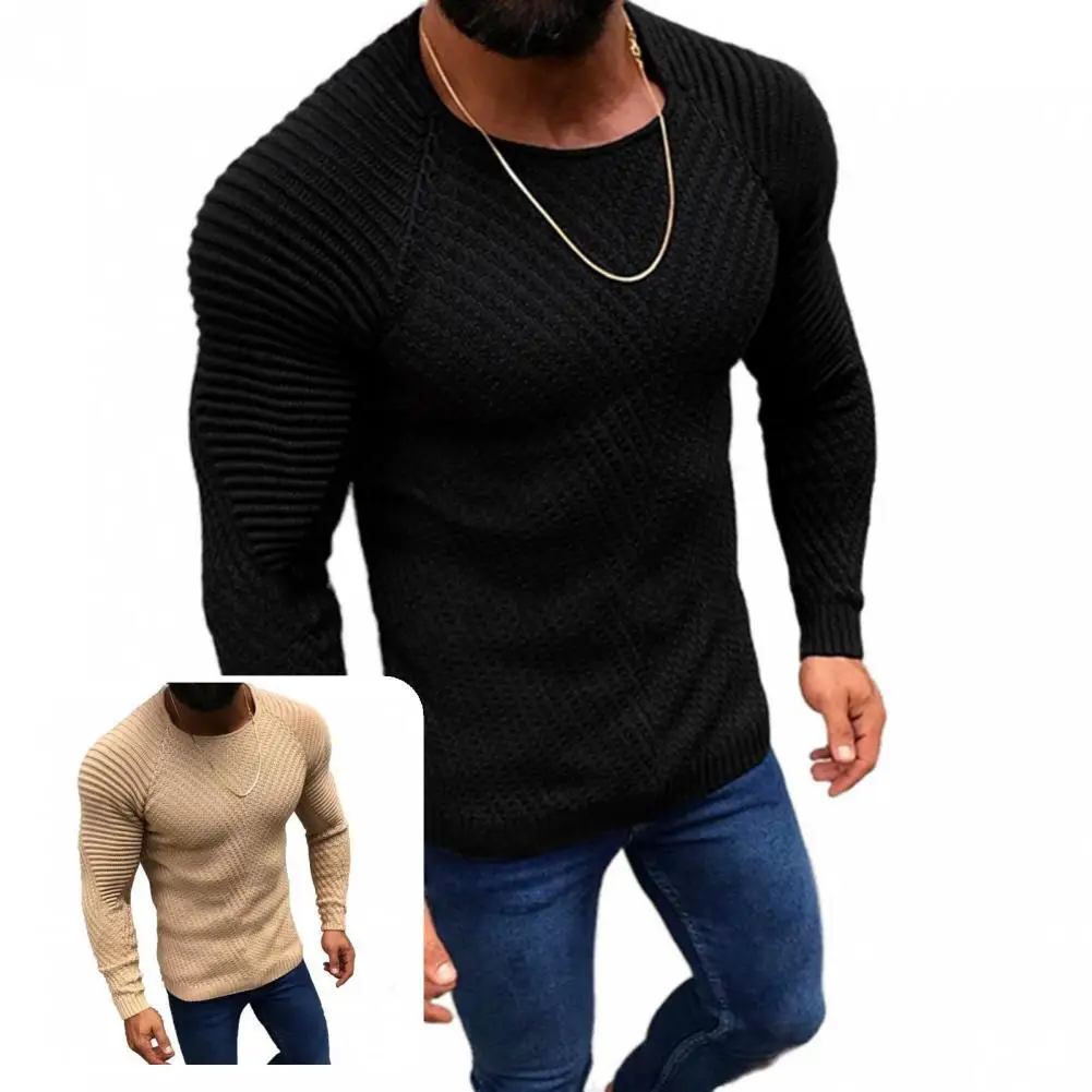 

Мужской трикотажный свитер с длинным рукавом, на осень