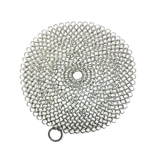 Очиститель чугуна 7 дюймов x 7 дюймов, Круглый скребок из нержавеющей стали 316 316, скребок для сковороды, Аксессуары для посуды