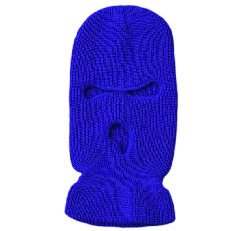 

Q1QA 3-Hole Ski Mask Woolen Knitted Hat Winter Warm Outdoor Cycling Windproof Mask Balaclava with Multiple Color Options