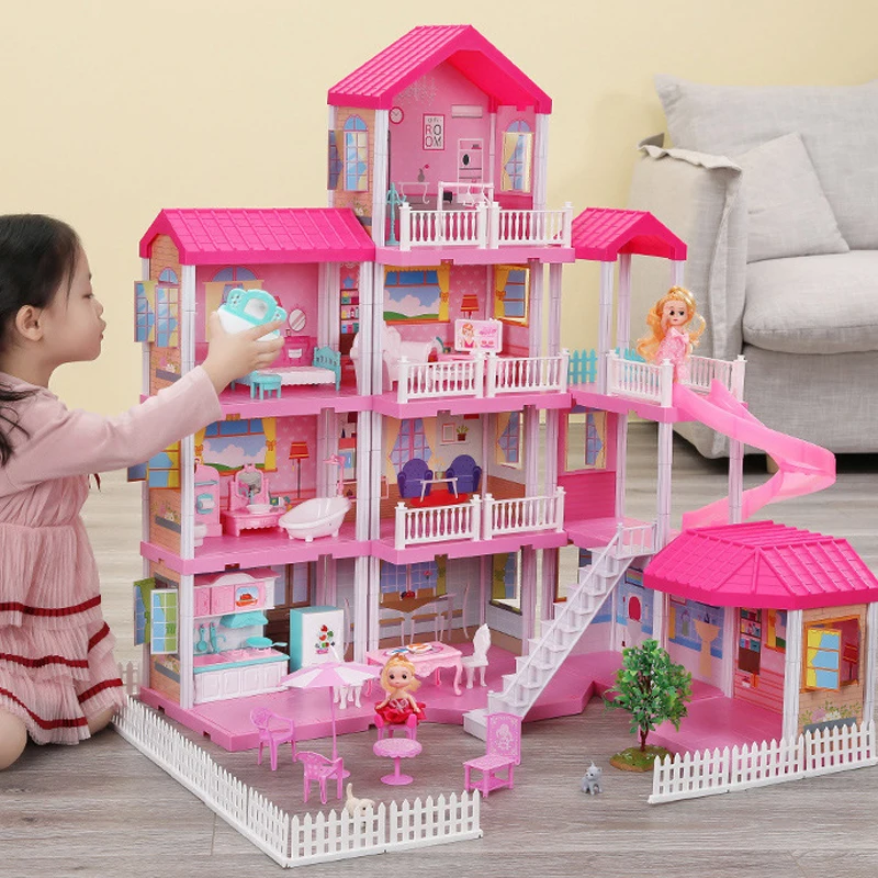 NEW Doll House Set With Miniature Furniture Kids Educational Toys for Girls DIY Pretend Play Birthday Gifts Handmade Villa | Игрушки и