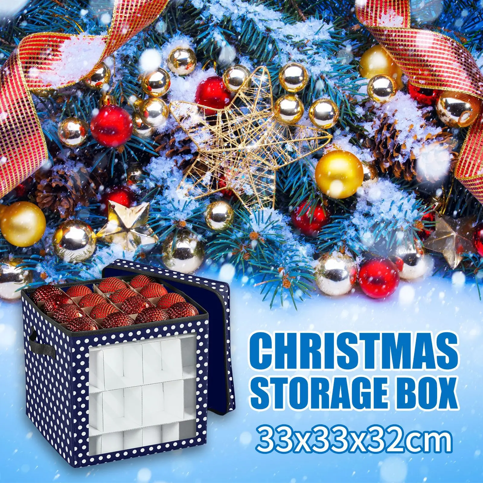 

NEW 64 Grid Christmas Ball Storage Box with Lid Multipurpose Detachable Christmas Gift Box Waterproof Oxford Cloth Organizer