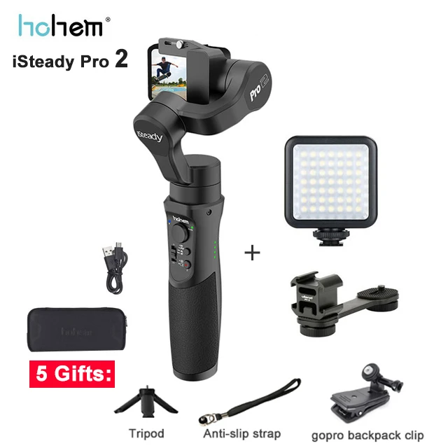 add stand light Hohem iSteady Pro 2 3-осевой портативный монопод с шарнирным замком Go Профессиональный стабилизатор для камеры DJI Osmo Экшн камера Gopro Hero 7 6 5 Yi 4K SJCAM Камера PK Feiyu G6 - Цвет: add stand light