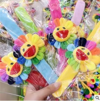 Многоцветный 60 шт./лот DIY мульти ткани Подсолнух круглые очки Улыбка лицо браслеты Инструменты для укладки волос аксессуары HA782 - Цвет: Многоцветный