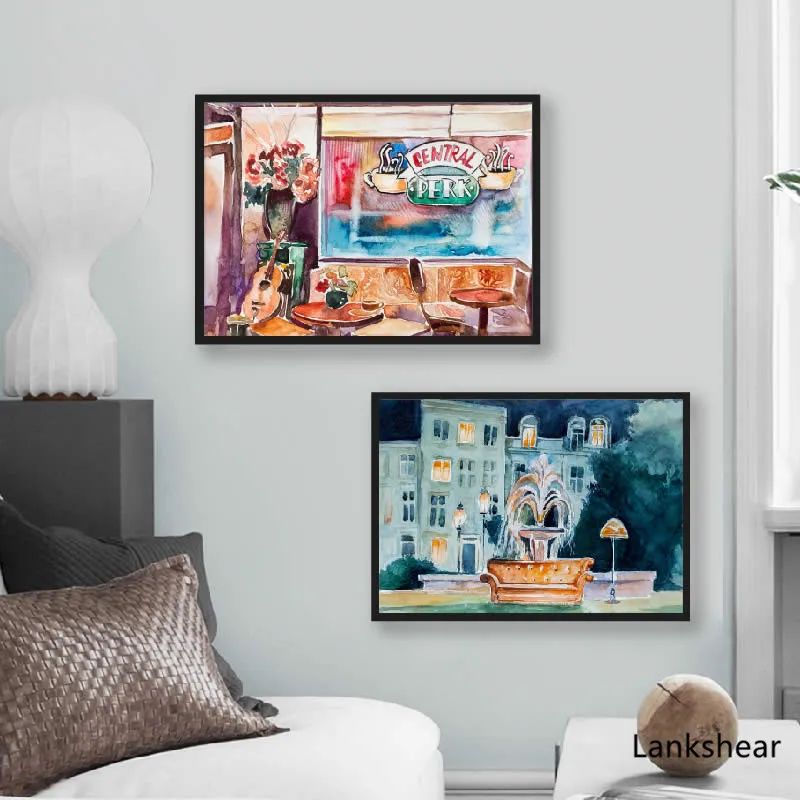 Настенное искусство друзья ТВ шоу фонтан плакат принты ситком центральный Перк
